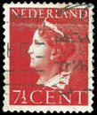 NETHERLANDS - CIRCA 1940: Netherlands stamp - Queen Wilhelmina 1880-1962 7.1/2 Dutch cent.1940