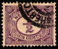 NETHERLANDS - CIRCA 1899: stamp printed in the Netherlands (Holland), shows value of half)dutch cent