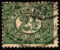 NETHERLANDS - CIRCA 1899: Postal stamp printed in the Netherlands, shows value of 2 1 2 (two and half) dutch cents