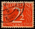 NETHERLANDS - CIRCA 1947: Postal stamp printed in the Netherlands, shows value of 2 1 2 (two and half) dutch cents