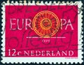 NETHERLANDS - CIRCA 1960: A stamp printed in the Netherlands from the `Europa` issue shows Conference Emblem, circa 1960. Royalty Free Stock Photo