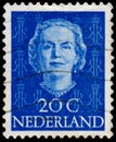 NETHERLANDS - CIRCA 1949: A stamp printed in Netherlands, shows portrait of Queen Juliana, monogram and a crown without