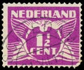 NETHERLANDS - CIRCA 1926: A stamp printed in Netherlands, shows the value of a postage stamp and image of a Flying dove, without