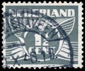 NETHERLANDS - CIRCA 1935: A stamp printed in Netherlands, shows the value of a postage stamp and image of a Flying dove, without