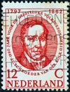 NETHERLANDS - CIRCA 1960: A stamp printed in the Netherlands shows Dutch anatomist and physiologist Schroeder van der Kolk Royalty Free Stock Photo