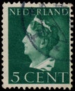 Stamp printed in the Netherlands shows Queen Wilhelmina, circa 1940