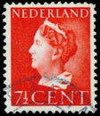 Stamp printed in the Netherlands shows Queen Wilhelmina, circa 1940