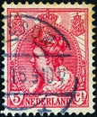 NETHERLANDS - CIRCA 1898: A stamp printed in the Netherlands shows Queen Wilhelmina, circa 1898. Royalty Free Stock Photo