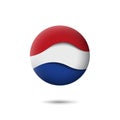Netherlands, denmark flag icon in the shape of circle. Waving in the wind. Abstract waving dutch flag. Paper cut style. Vector