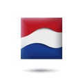 Netherlands, denmark flag icon in the shape of square. Waving in the wind. Abstract waving dutch flag. Paper cut style. Vector