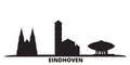Netherlands, Eindhoven city skyline isolated vector illustration. Netherlands, Eindhoven travel black cityscape Royalty Free Stock Photo