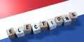 Netherlands - elections concept - wooden blocks and country flag