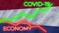 Netherlands Flag and COVID-19 Coronavirus Economy Neon Titles Ã¢â¬â 3D Illustrations