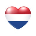 Netherlands flag in heart. Vector emblem icon. Country love symbol. Isolated illustration eps10 Royalty Free Stock Photo