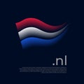 Netherlands flag. Holland flag colors stripes on dark background. Vector stylized national poster design with nl domain, place