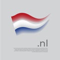 Netherlands flag. Holland flag colors stripes on white background. Vector stylized national poster design with nl domain, place