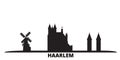 Netherlands, Haarlem city skyline isolated vector illustration. Netherlands, Haarlem travel black cityscape