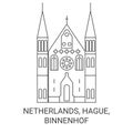 Netherlands, Hague, Binnenhof travel landmark vector illustration