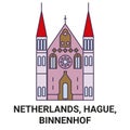 Netherlands, Hague, Binnenhof travel landmark vector illustration