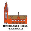Netherlands, Hague, Peace Palace travel landmark vector illustration