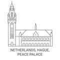 Netherlands, Hague, Peace Palace travel landmark vector illustration