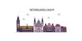 Netherlands, Hague tourism landmarks, vector city travel illustration