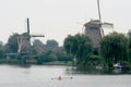 Historical wind mills aside river Vecht