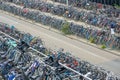 Huge Number of Bicycles in a Bicycle Parking Lot in Amsterdam Royalty Free Stock Photo