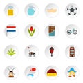 Netherlands icons set, flat style