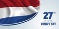 Netherlands King`s day vector banner, greeting card.