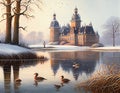 Netherlands Landscape with Palace and Ducks