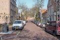 Pieterkerksgracht in Leiden in the Netherlands.