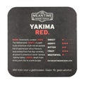 MEANTIME YAKIMA RED beermat. Isolated on white background Royalty Free Stock Photo