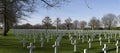 Netherlands,Limburg,Margraten, february 12 2022: Memorial crosses and David star tombstones at the American Cemetery and Memorial