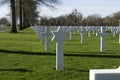 Netherlands,Limburg,Margraten, february 12 2022: Memorial crosses and David star tombstones at the American Cemetery and Memorial