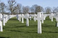 Netherlands,Limburg,Margraten, february 12 2022: Memorial crosses and David stars tombstones at the American Cemetery and Memorial Royalty Free Stock Photo