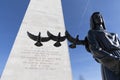 Netherlands,Limburg,Margraten, february 12 2022: Memorial tower at the American Cemetery and Memorial in Margraten,the Netherlands Royalty Free Stock Photo