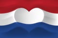 Netherlands with love. National flag with heart shaped waves. Background in colors of flag of netherlands. Heart shape, vector Royalty Free Stock Photo