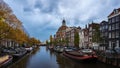 Netherlands - Many Boats in Canal by Cathedral