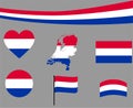 Netherlands Flag Map Ribbon And Heart Icons Vector Royalty Free Stock Photo