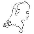 Netherlands map from the contour black brush lines on white background. Vector illustration Royalty Free Stock Photo