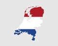 The Netherlands Flag Map. Map of Holland with the Dutch country banner. Vector Illustration Royalty Free Stock Photo