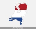 The Netherlands Flag Map. Map of Holland with the Dutch national flag isolated on white background. Vector Illustration Royalty Free Stock Photo