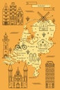 The Netherlands map in flat line design