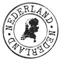 Netherlands Map Silhouette Postal Passport Stamp Round Vector Icon Seal badge Illustration. Royalty Free Stock Photo