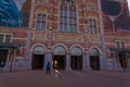 Amsterdam at summer night. Famous national Rijks museum general view at dusk