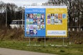 Netherlands, March 2023 -Board with election posters for the provincial and water board elections