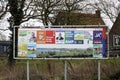 Netherlands, March 2023 -Board with election posters for the provincial and water board elections