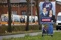 Netherlands, March 2023 -Board with election posters for the provincial and water board elections