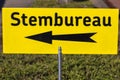 Netherlands-March 15th, Provincial and waterboard elections to direction sign to polling station (stembureau